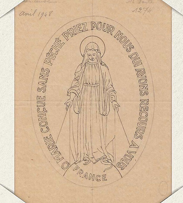 estampe de la médaille vierge miraculeuse arthus bertrand