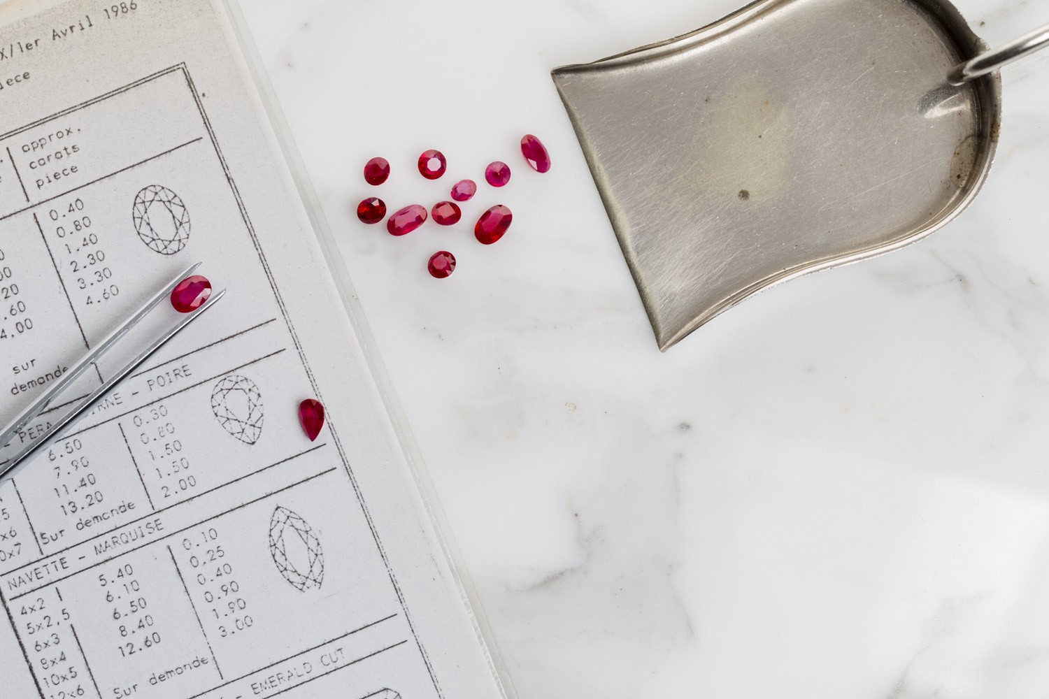 Precious stones, rubies, carefully selected.