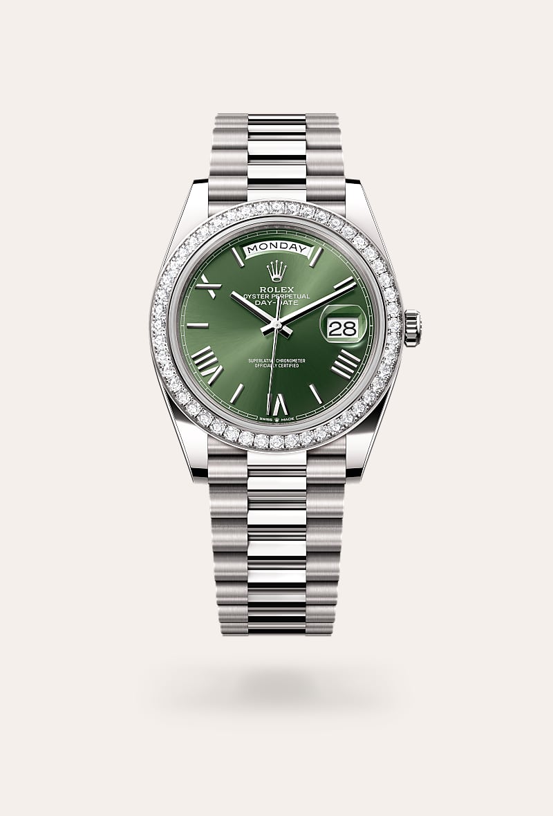 Rolex - Day-Date 40 - Oyster, 40 mm, or gris et diamants