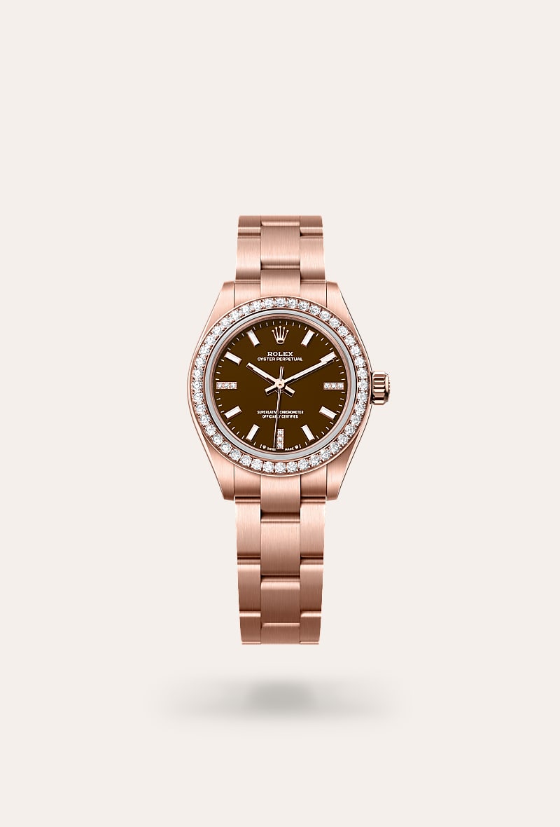 Rolex - Oyster Perpetual 28 - Oyster, 28 mm, or Everose et diamants