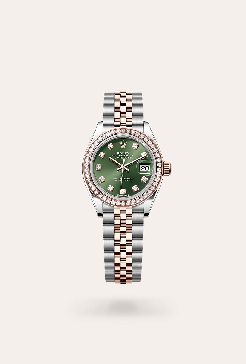 Rolex - Lady-Datejust - Oyster, 28 mm, acier Oystersteel, or Everose et diamants