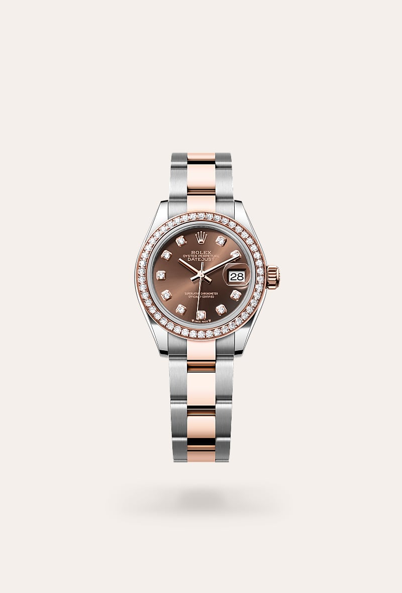 Rolex - Lady-Datejust - Oyster, 28 mm, acier Oystersteel, or Everose et diamants