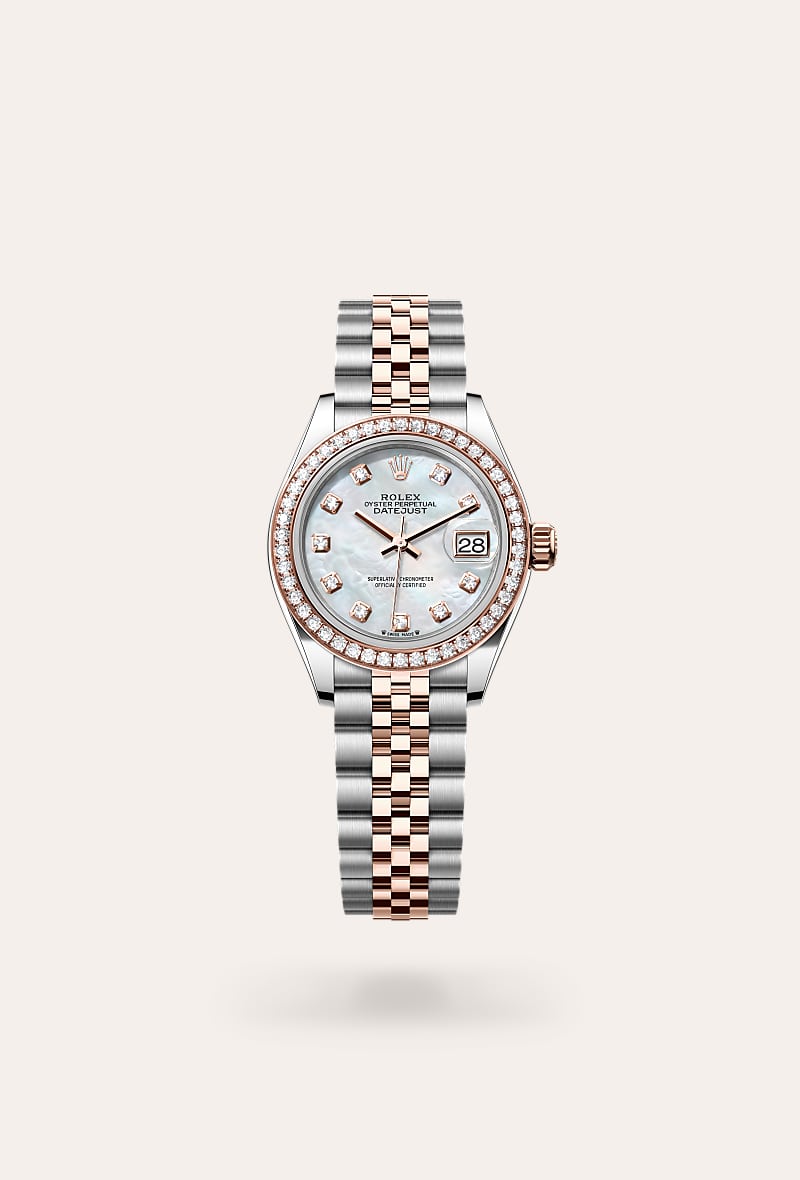 Rolex - Lady-Datejust - Oyster, 28 mm, acier Oystersteel, or Everose et diamants