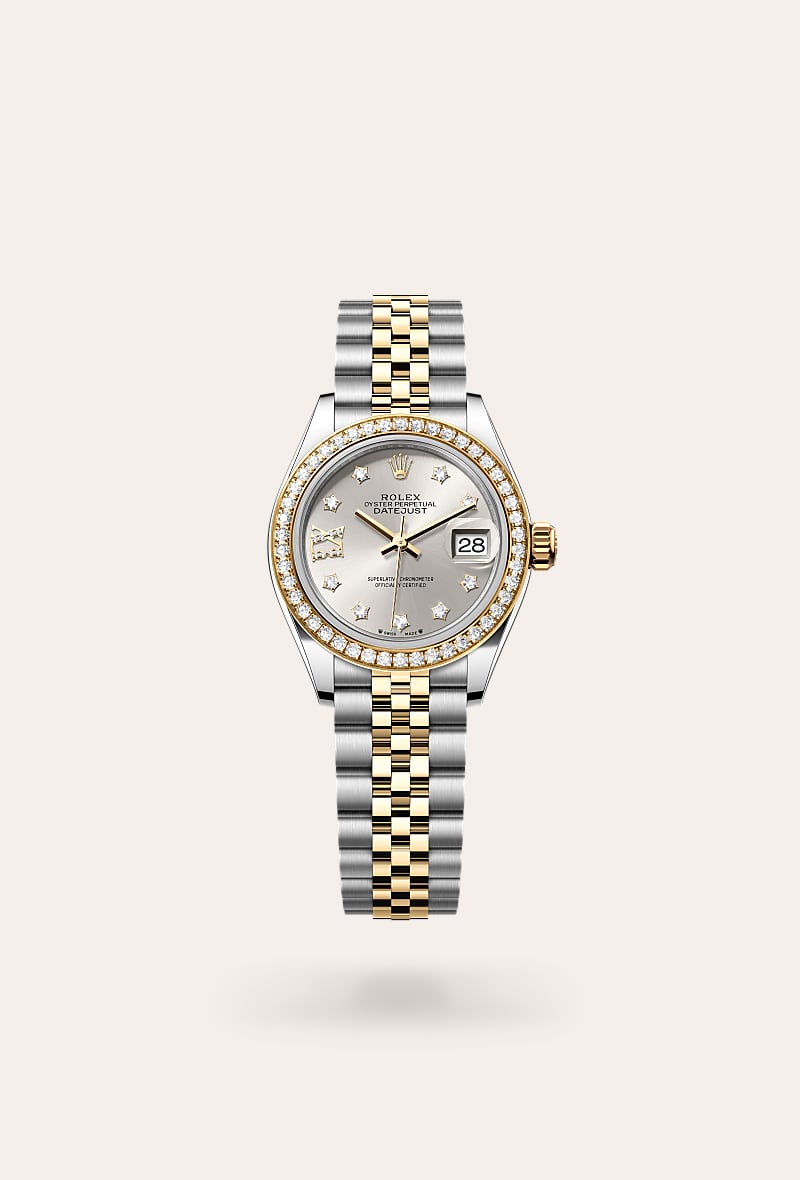 Rolex - Lady-Datejust - Oyster, 28 mm, acier Oystersteel, or jaune et diamants