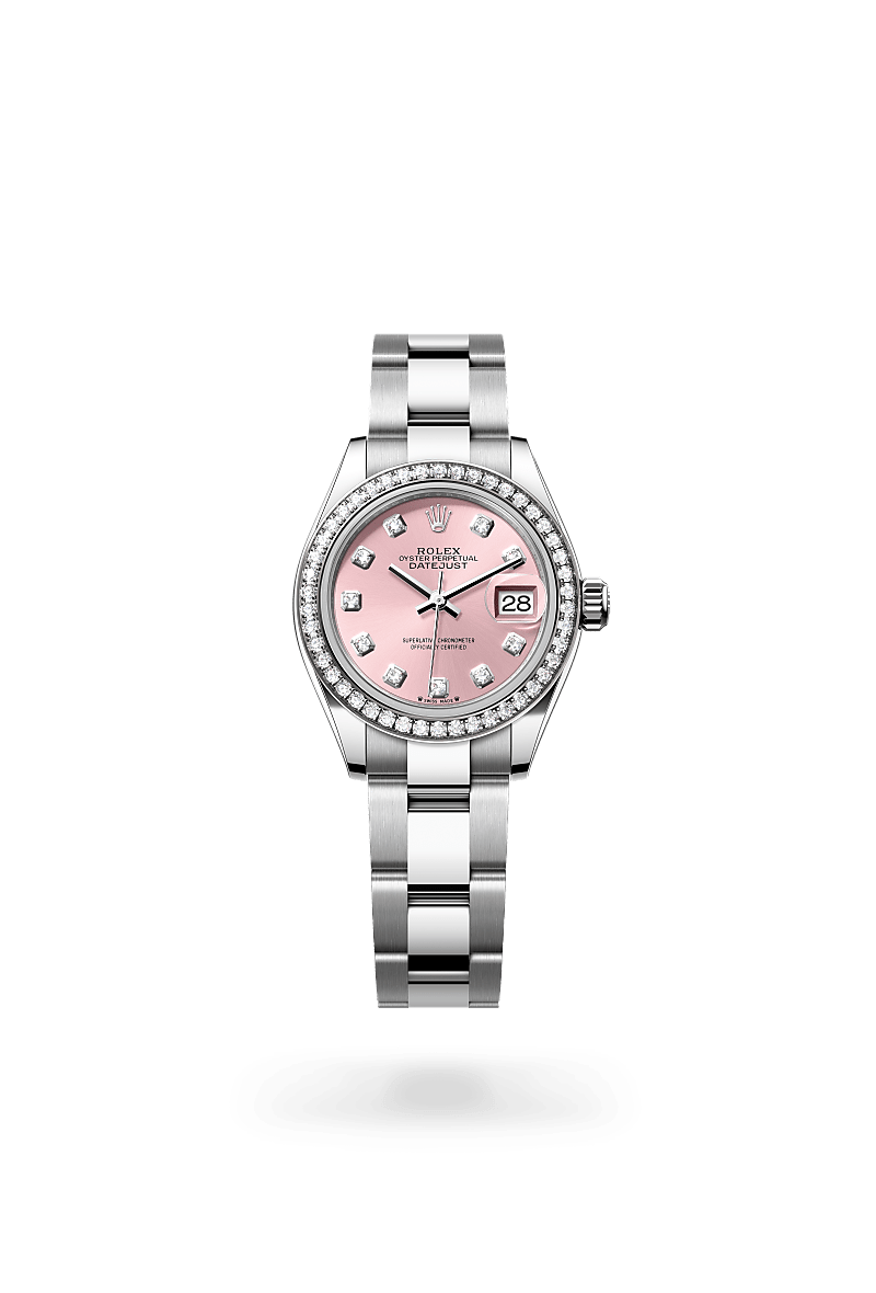 Rolex - Lady-Datejust - Oyster, 28 mm, acier Oystersteel, or gris et diamants